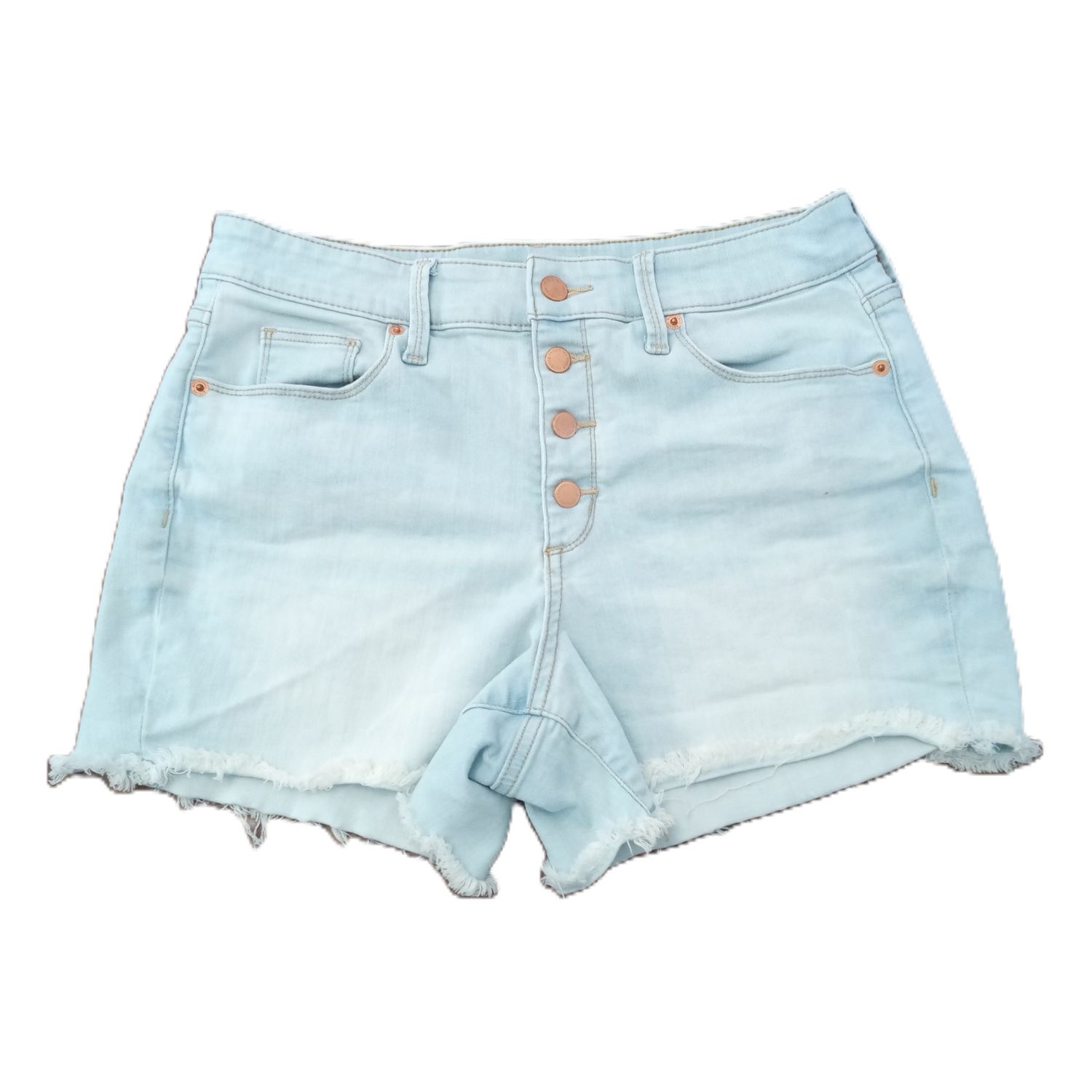Universal Thread Sz 8 Women&#39;s Light Wash Button Fly High Rise Stretch Jean Shorts