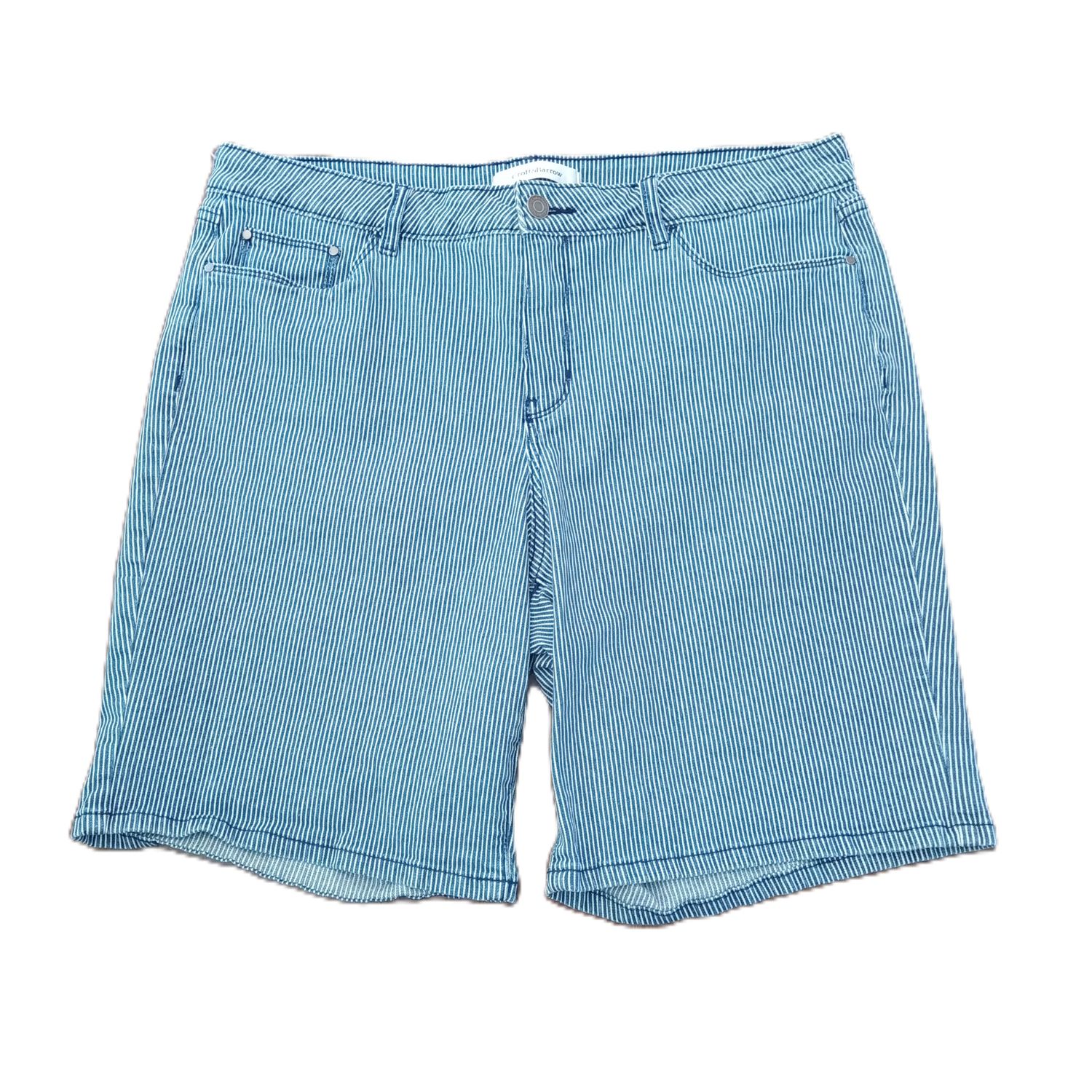 Croft &amp; Barrow Sz 16 Women&#39;s Railroad Stripe Stretch Bermuda Jean Shorts