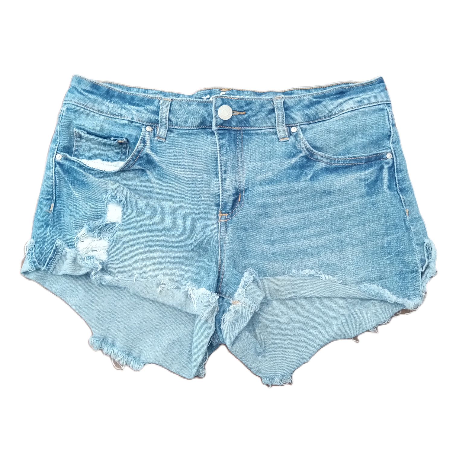 Refuge Sz 6 Women&#39;s Distressed Mid Rise Cheeky Shortie Jean Shorts