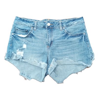 Refuge Sz 6 Women&#39;s Distressed Mid Rise Cheeky Shortie Jean Shorts