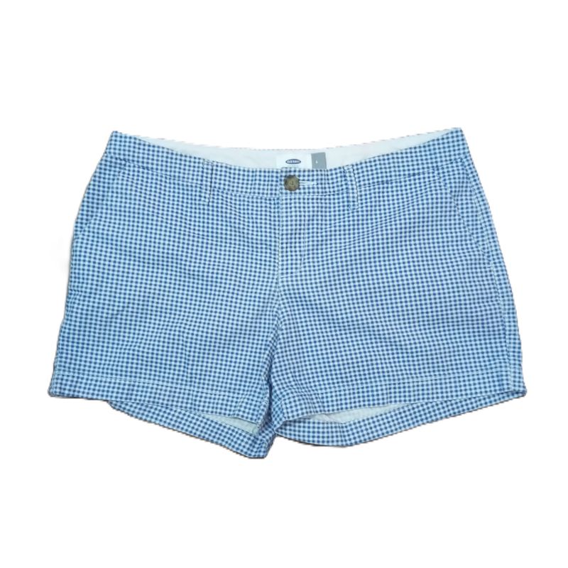 Old Navy Sz 6 Women&#39;s Blue Gingham Plaid Mid Rise Midi Chino Shorts