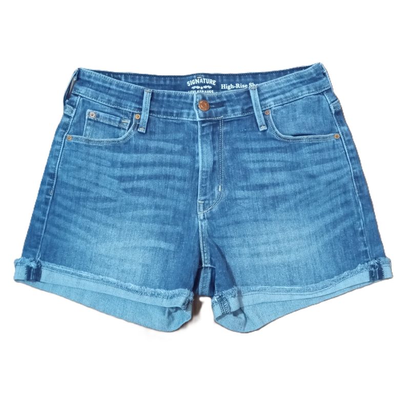 Levi Strauss Sz 2 Women&#39;s High Rise Midi Cuffed Stretch Jean Shorts