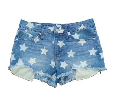 Mossimo Sz 4 Women&#39;s Star Print Mid Rise Midi Shortie Jean Shorts