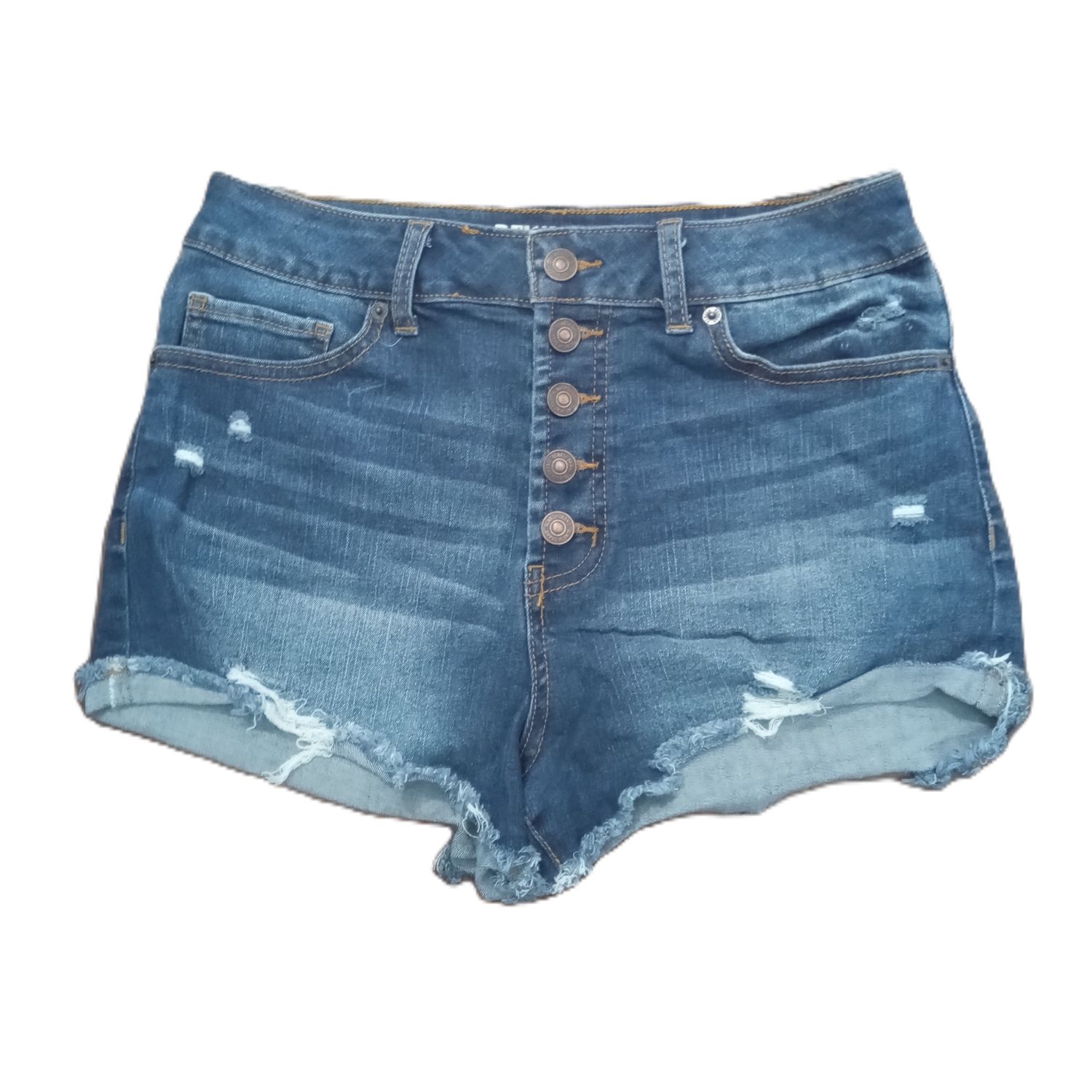 Rewash 7 / 28 Women&#39;s Button Fly Medium Wash High Rise Stretch Jean Shorts