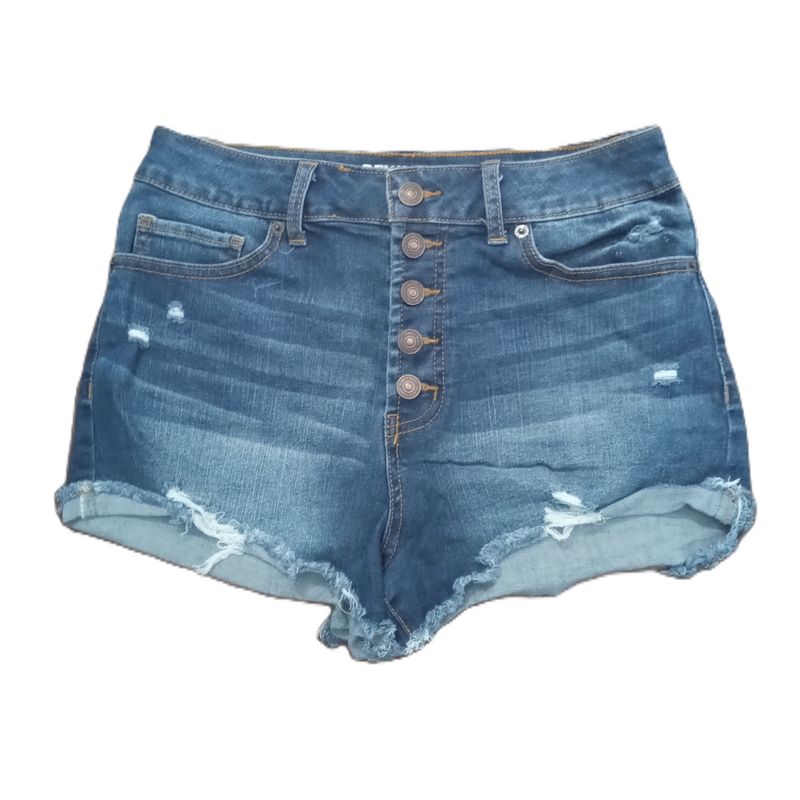 Rewash 7 / 28 Women&#39;s Button Fly Medium Wash High Rise Stretch Jean Shorts
