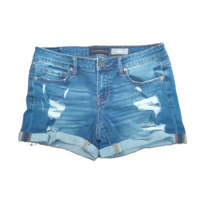 Aeropostale Sz 6 Women&#39;s Jrs Mid Rise Distressed Midi Stretch Jean Shorts