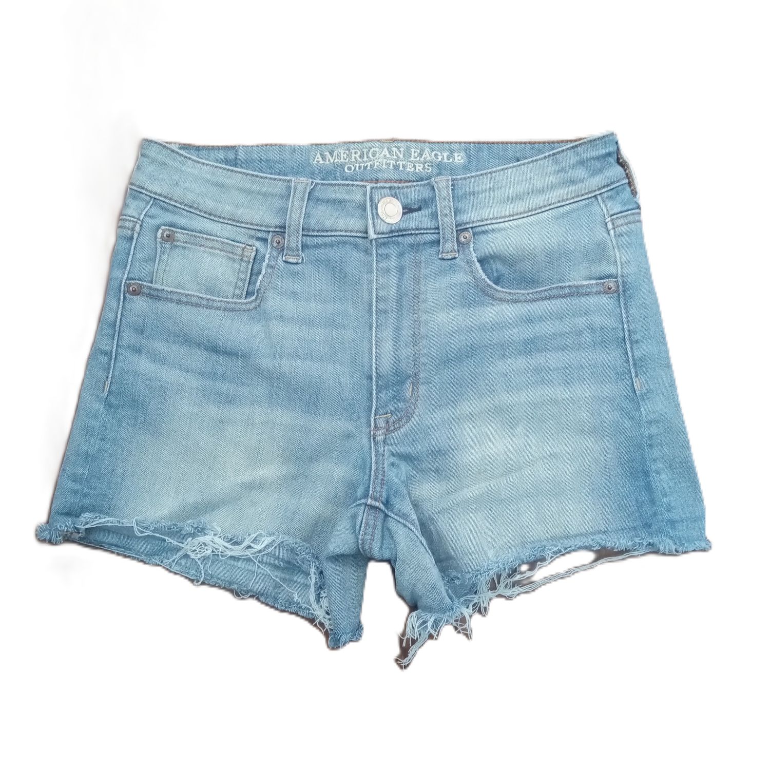 American Eagle Sz 6 Women&#39;s Light Wash High Rise Shortie Jean Shorts