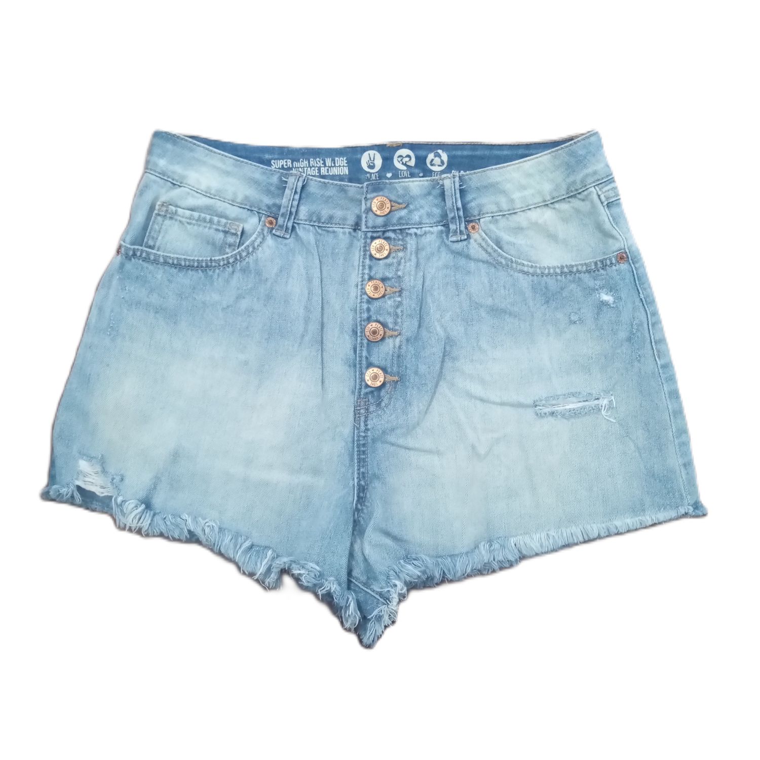 Rewash 11 / 30 Women&#39;s Button Fly Light Wash High Rise Stretch Jean Shorts