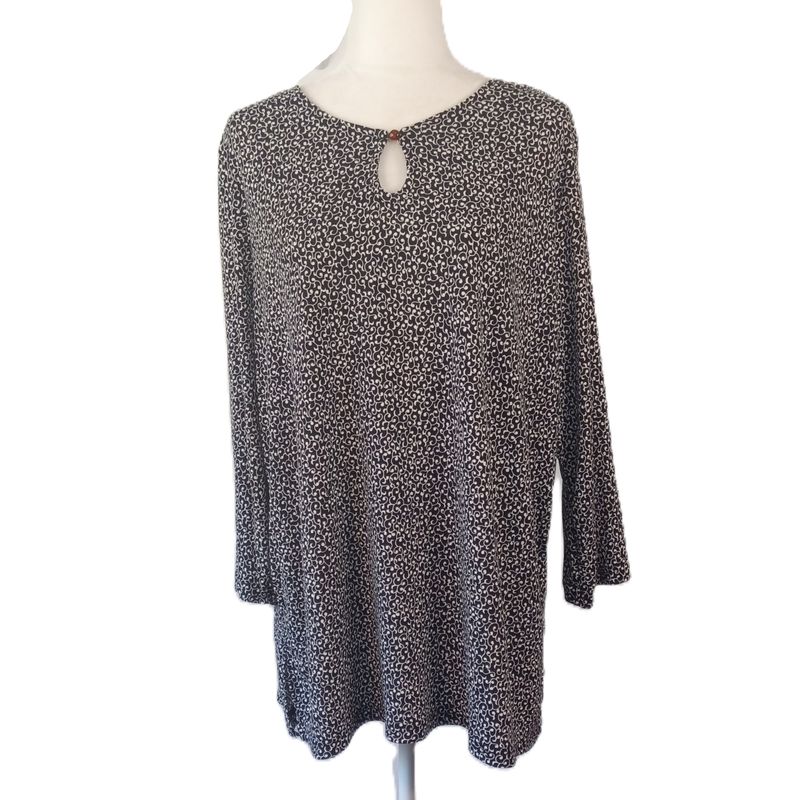 Sag Harbor XL Women&#39;s Black &amp; White 3/4 Sleeve Stretchy Blouse