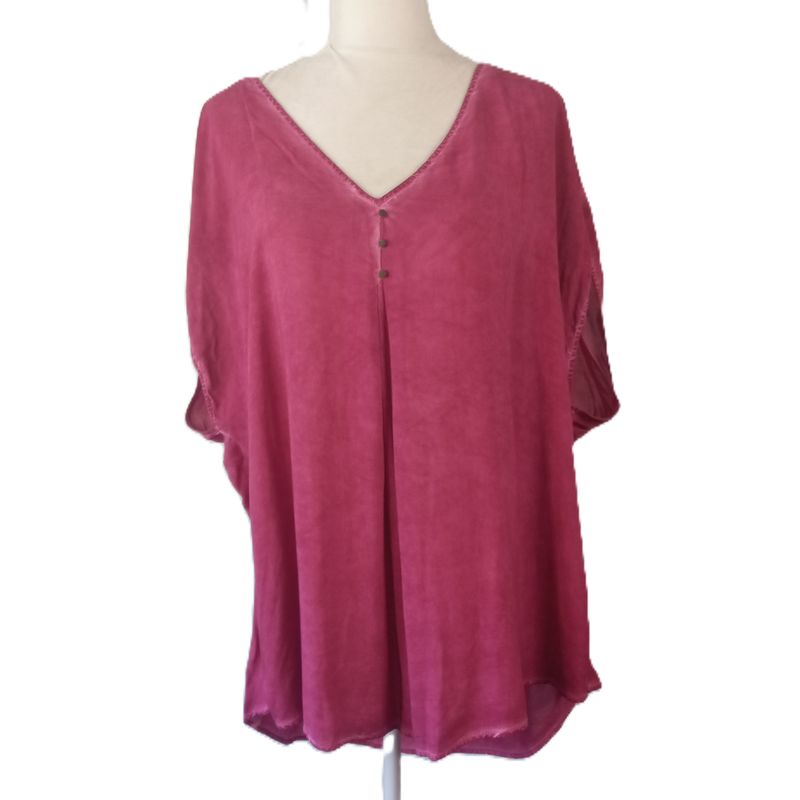 Torrid 2X Women&#39;s Pink Cap Sleeve Rayon V-Neck Lightweight Blouse