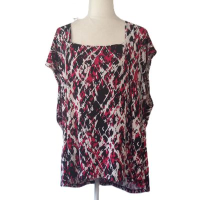 Fashion Bug 4X Women&#39;s Pink &amp; Black Square Neck Sleeveless Blouse