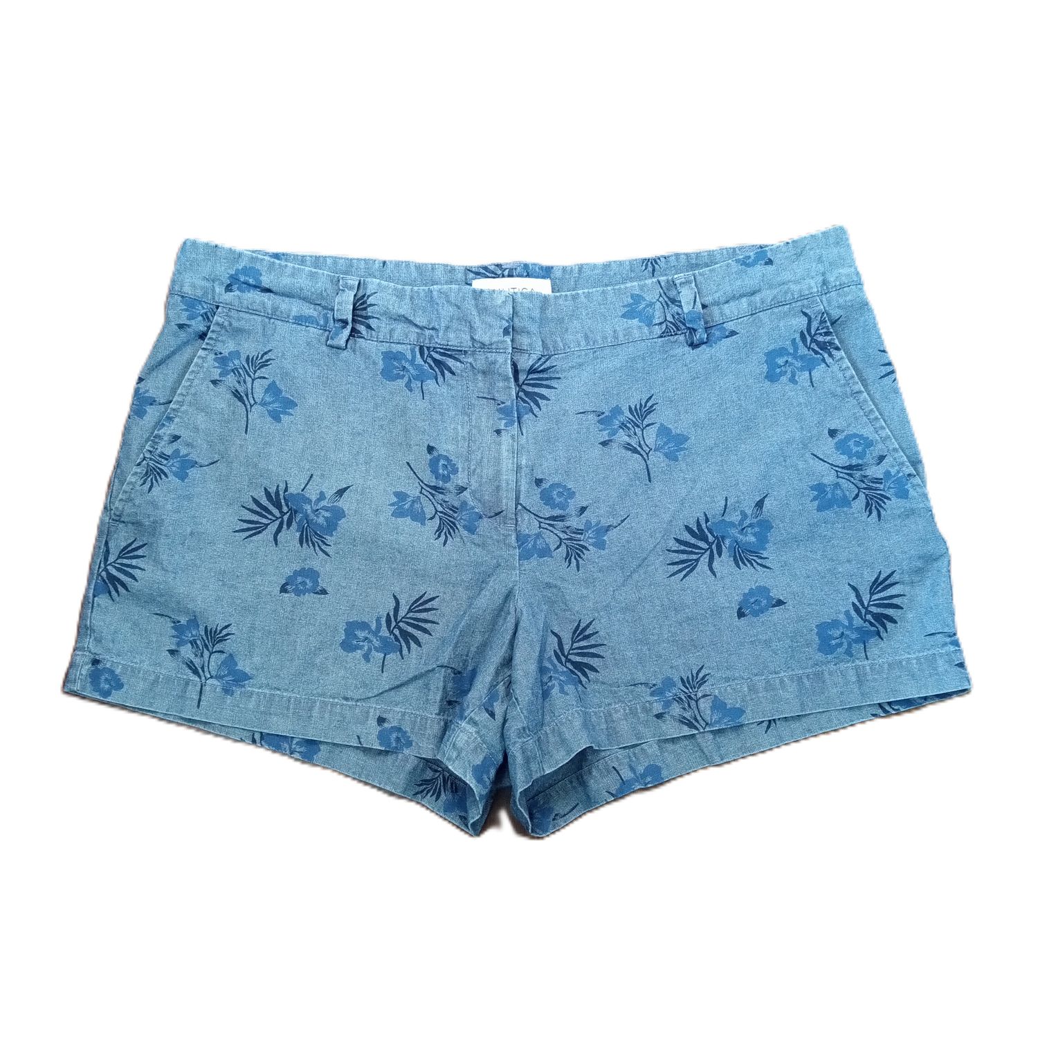 Nautica Sz 14 Women&#39;s Floral Mid Rise Midi Lightweight Cotton Denim Jean Shorts