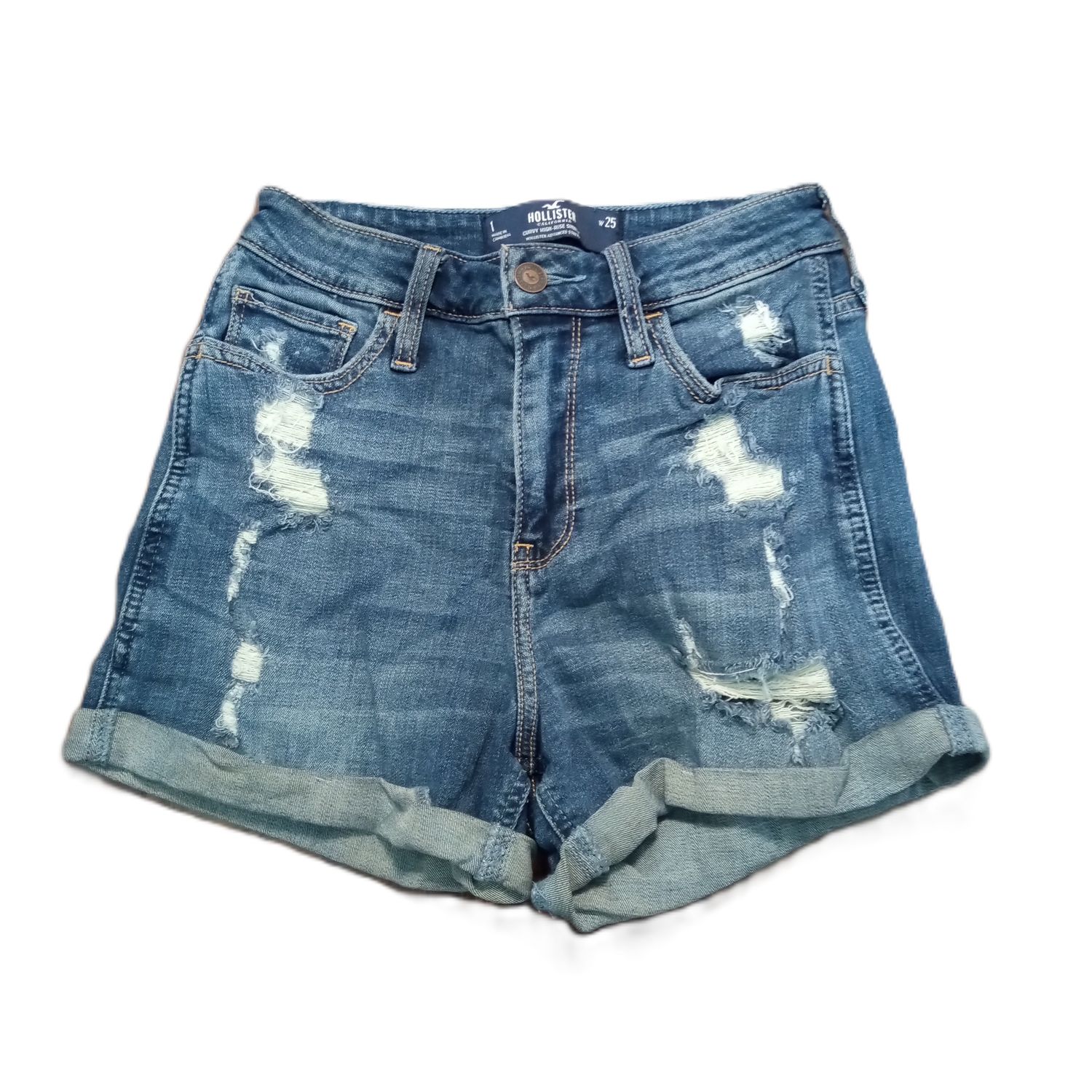 Hollister Sz 1 Women&#39;s Jrs Curvy High Rise Distressed Stretch Jean Shorts