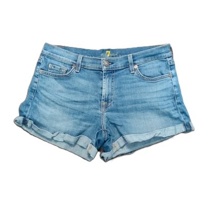 7 For All Mankind Sz 8 / 29 Women&#39;s Mid Rise Midi Cuffed Stretch Jean Shorts