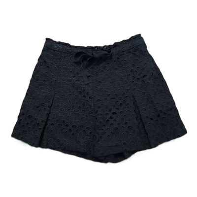 J. Crew Sz 6 Women&#39;s Black Embroidered Eyelet Lined Tie-Waist Shorts