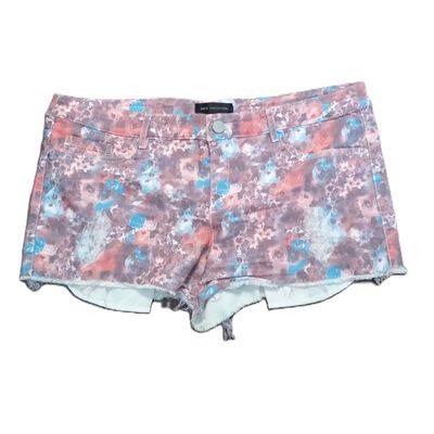 MNG Sz 8 Women&#39;s Watercolor Floral Mid Rise Shortie Stretch Jean Shorts