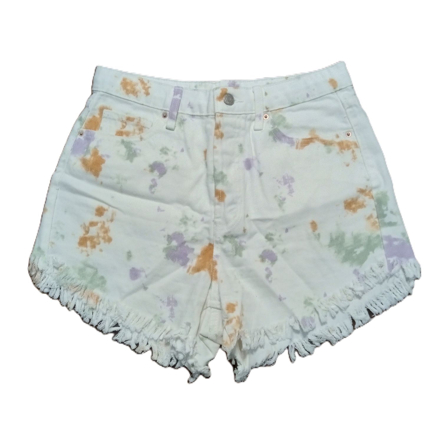 Wild Fable Sz 6 Women&#39;s White Watercolor Highest Rise Shortie Jean Shorts
