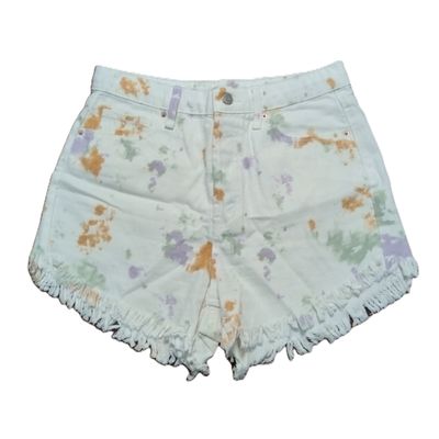 Wild Fable Sz 6 Women&#39;s White Watercolor Highest Rise Shortie Jean Shorts