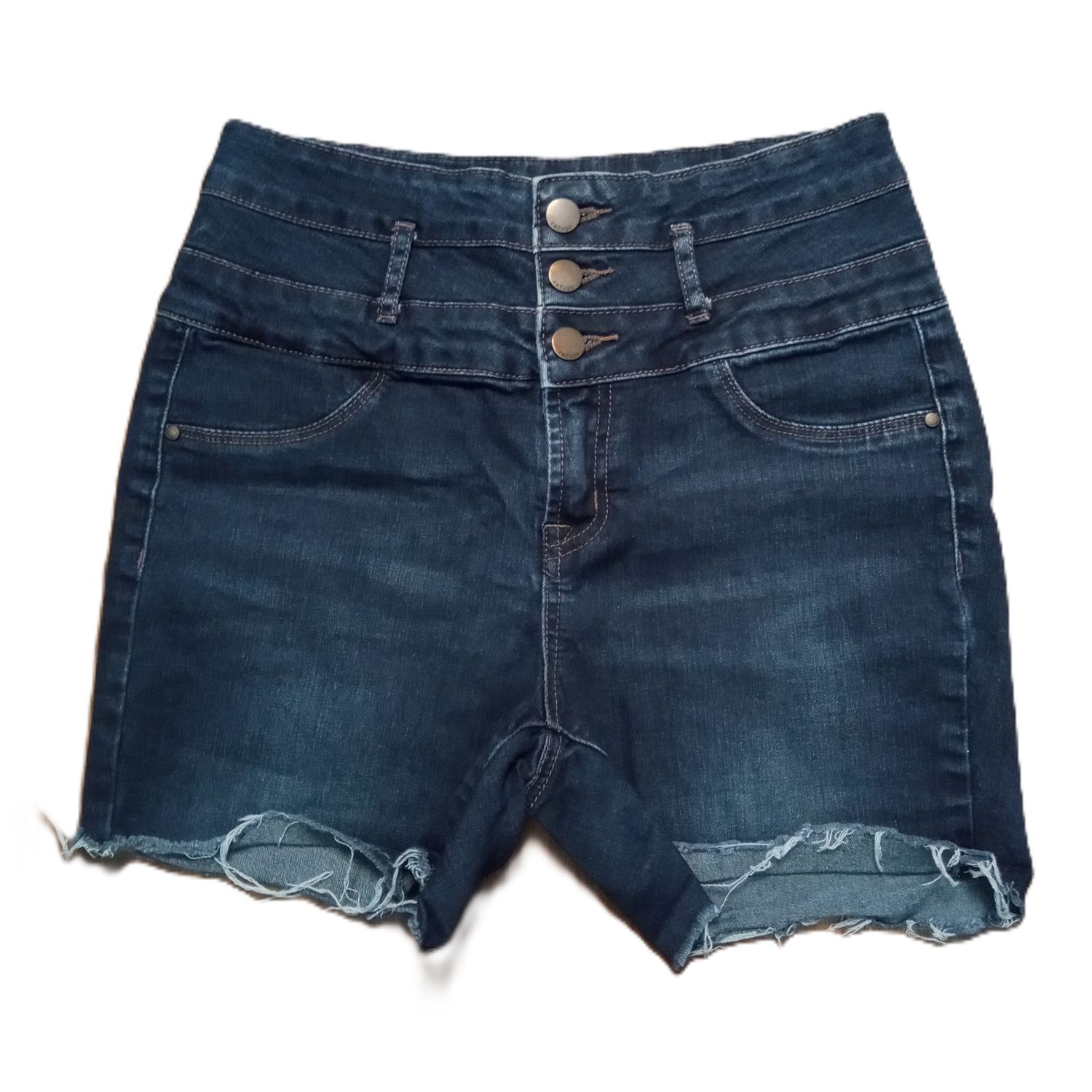 Refuge Sz 6 Women&#39;s High Rise Dark Wash Shortie Stretch Jean Shorts