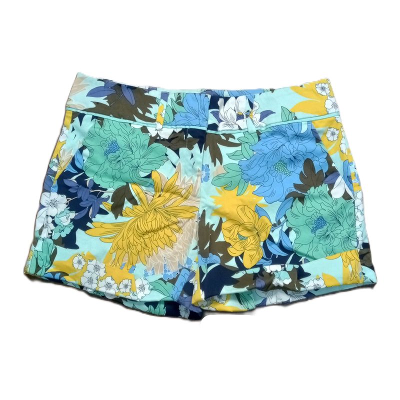 New York &amp; Co. Sz 8 Women&#39;s Floral Chino Flat Front Midi Mid Rise Shorts