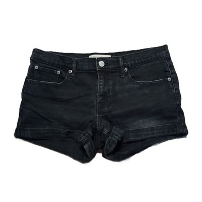 Gap 6 / 28 Women&#39;s Black Factory Faded Mid Rise Shortie Stretch Jean Shorts