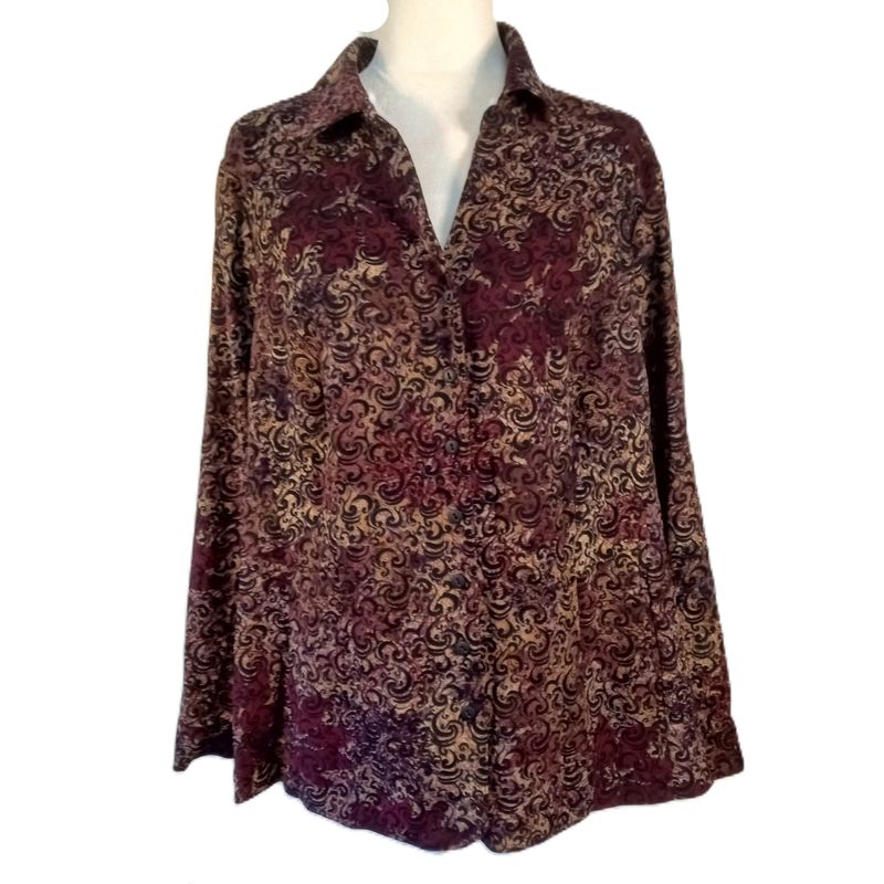 Christopher &amp; Banks 2X Women&#39;s Floral Button-Up Heavyweight Blouse Shacket