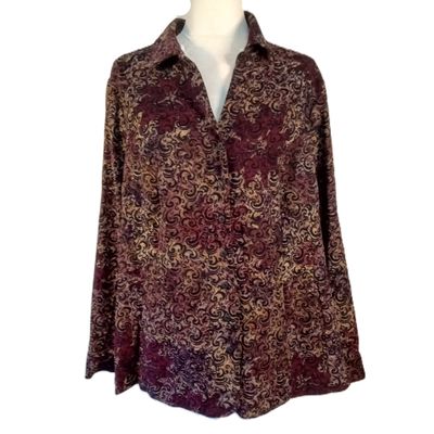 Christopher &amp; Banks 2X Women&#39;s Floral Button-Up Heavyweight Blouse Shacket