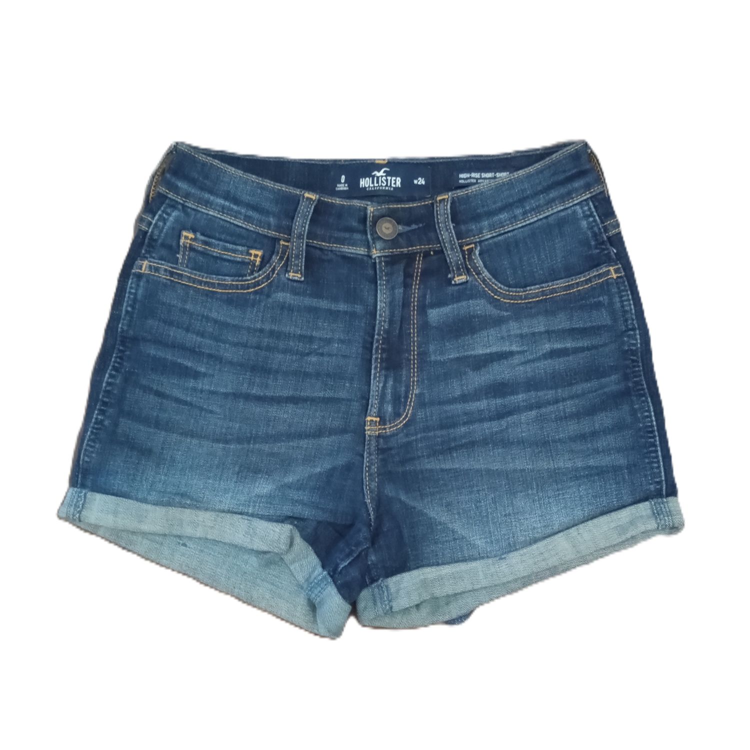 Hollister Sz 0 Women&#39;s Jrs High Rise Shortie Solid Stretch Denim Jean Shorts