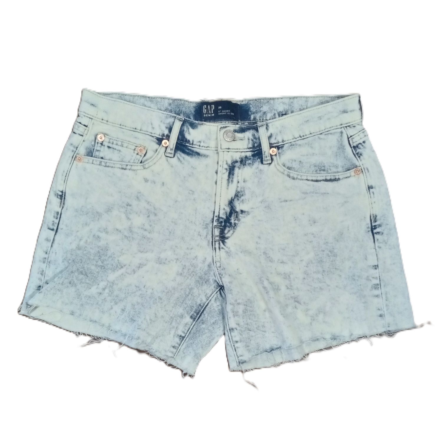 GAP 6 / 26 Women&#39;s Acid Light Wash High Rise Midi Denim Jean Shorts