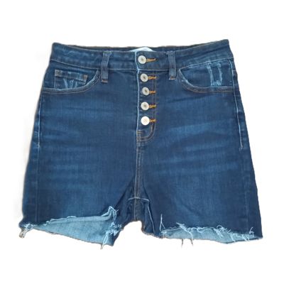 KanCan 7 / 27 Women&#39;s High Rise Button Fly Midi Stretch Denim Jean Shorts