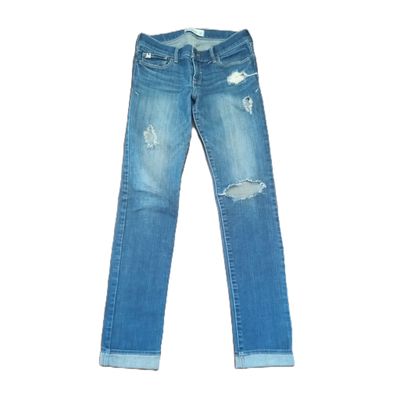 Abercrombie Kids Sz 16 Slim Girls Distressed Cuffed Skinny Stretch Jegging Jeans