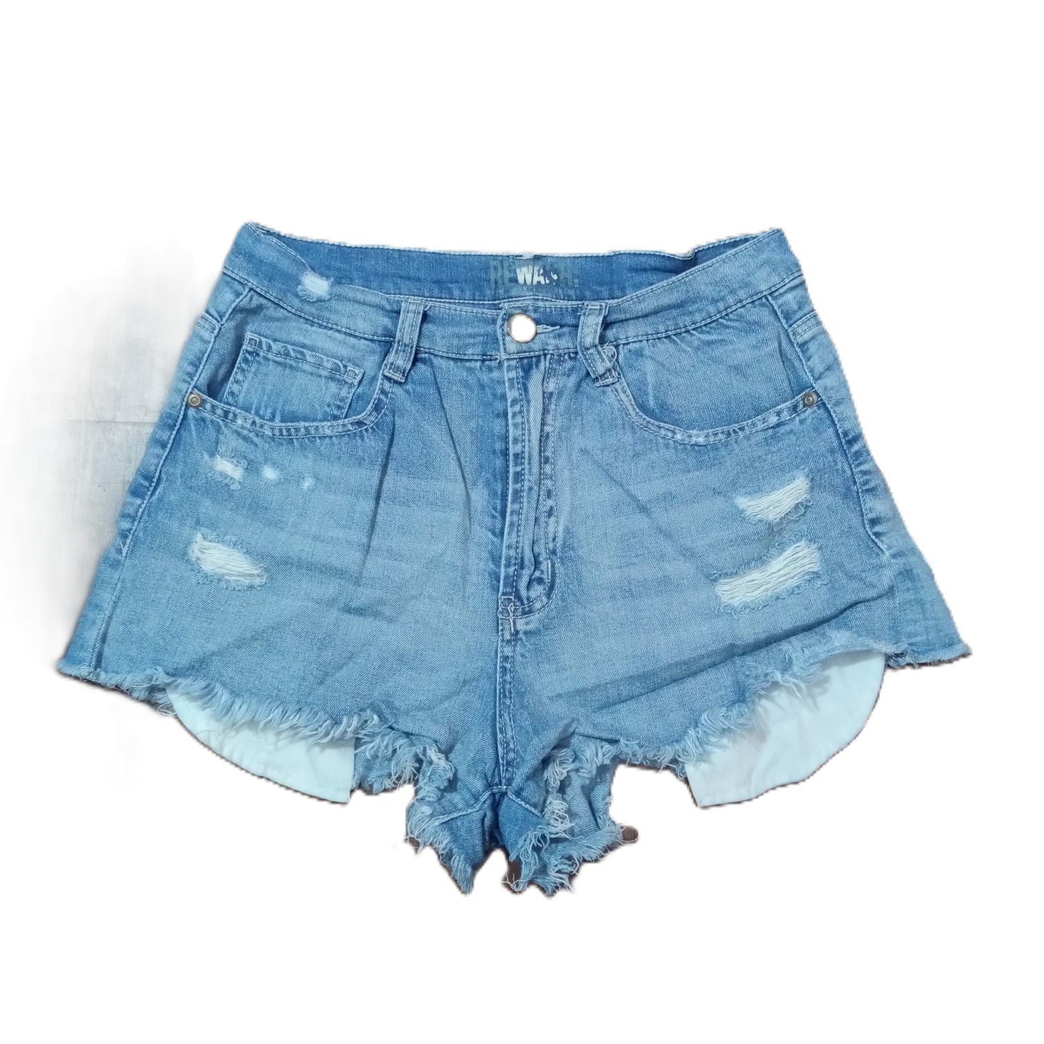 ReWash Sz 8 Women&#39;s Distressed High Rise Shortie Denim Jean Shorts
