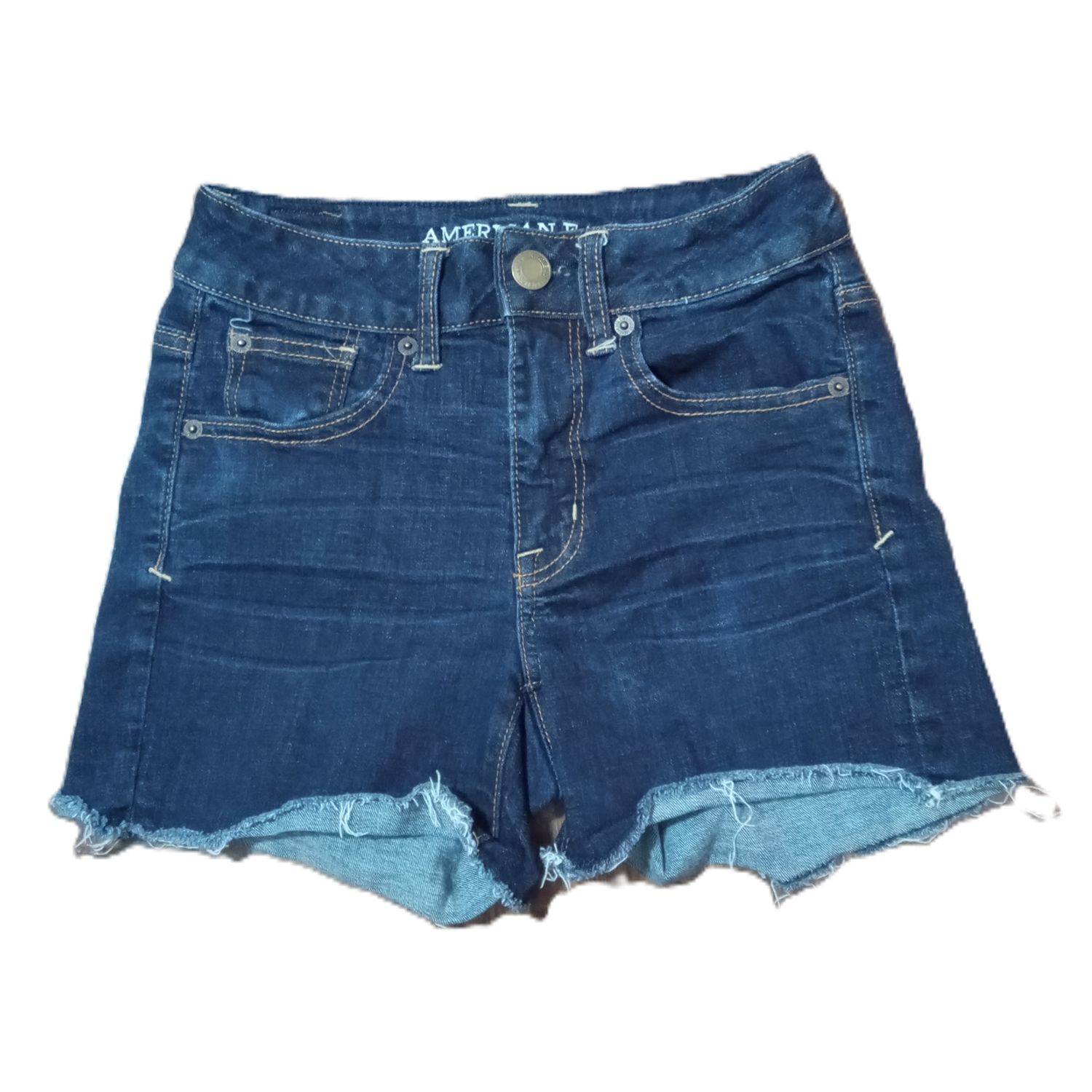 American Eagle Sz 2 Women&#39;s High Rise Solid Midi Denim Jean Shorts