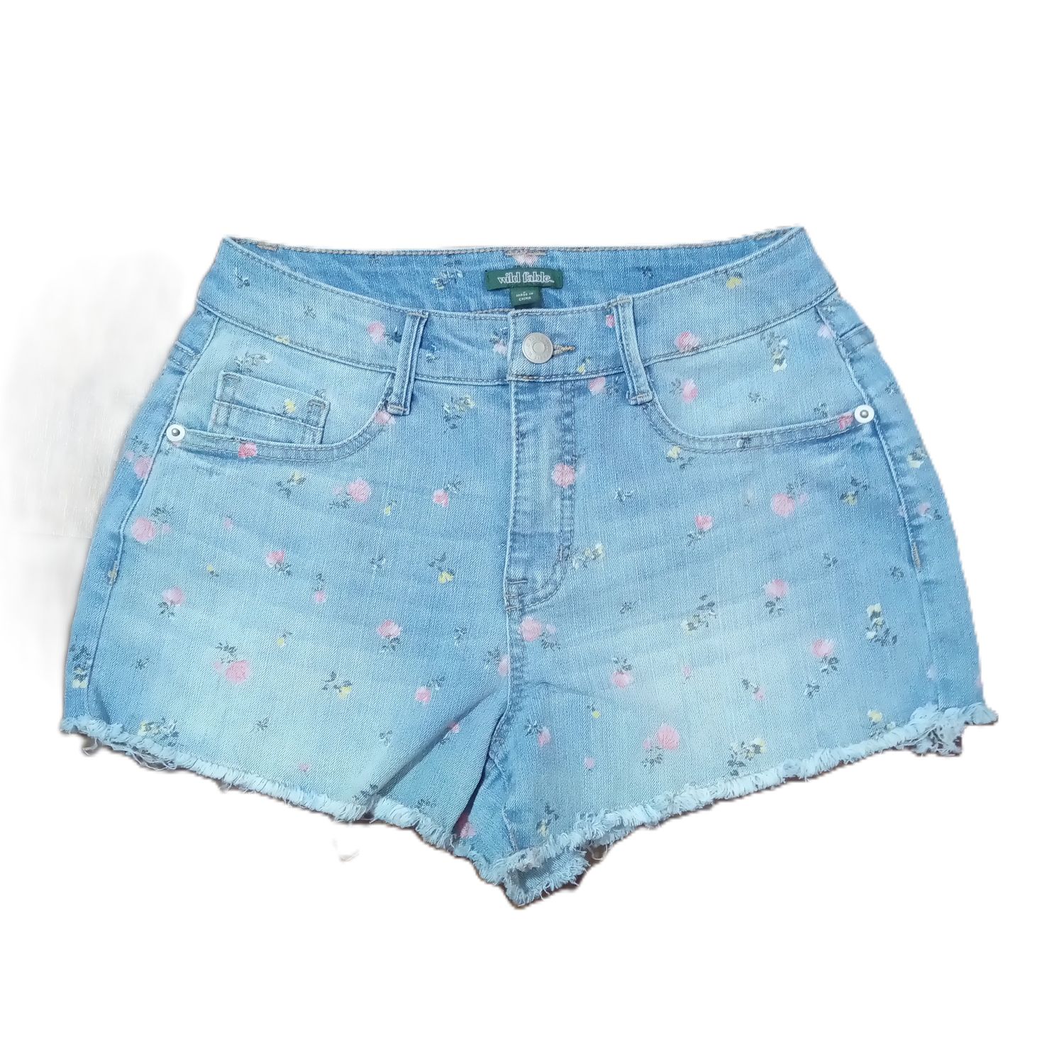 Wild Fable Sz 2 Women&#39;s Flower Print Stretch Denim Jean Shorts