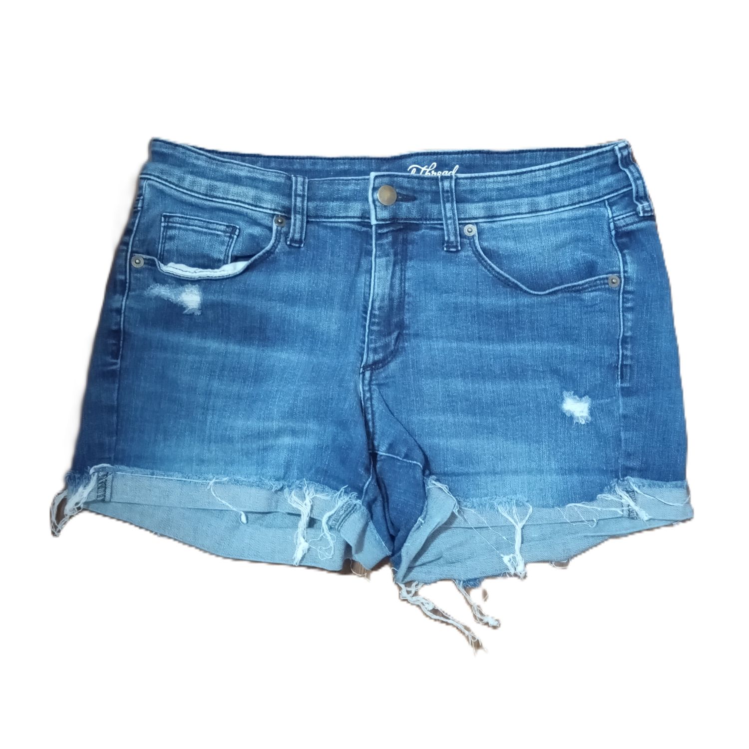 Universal Thread 10 / 30 Women&#39;s Mid Rise Midi Stretch Denim Jean Shorts