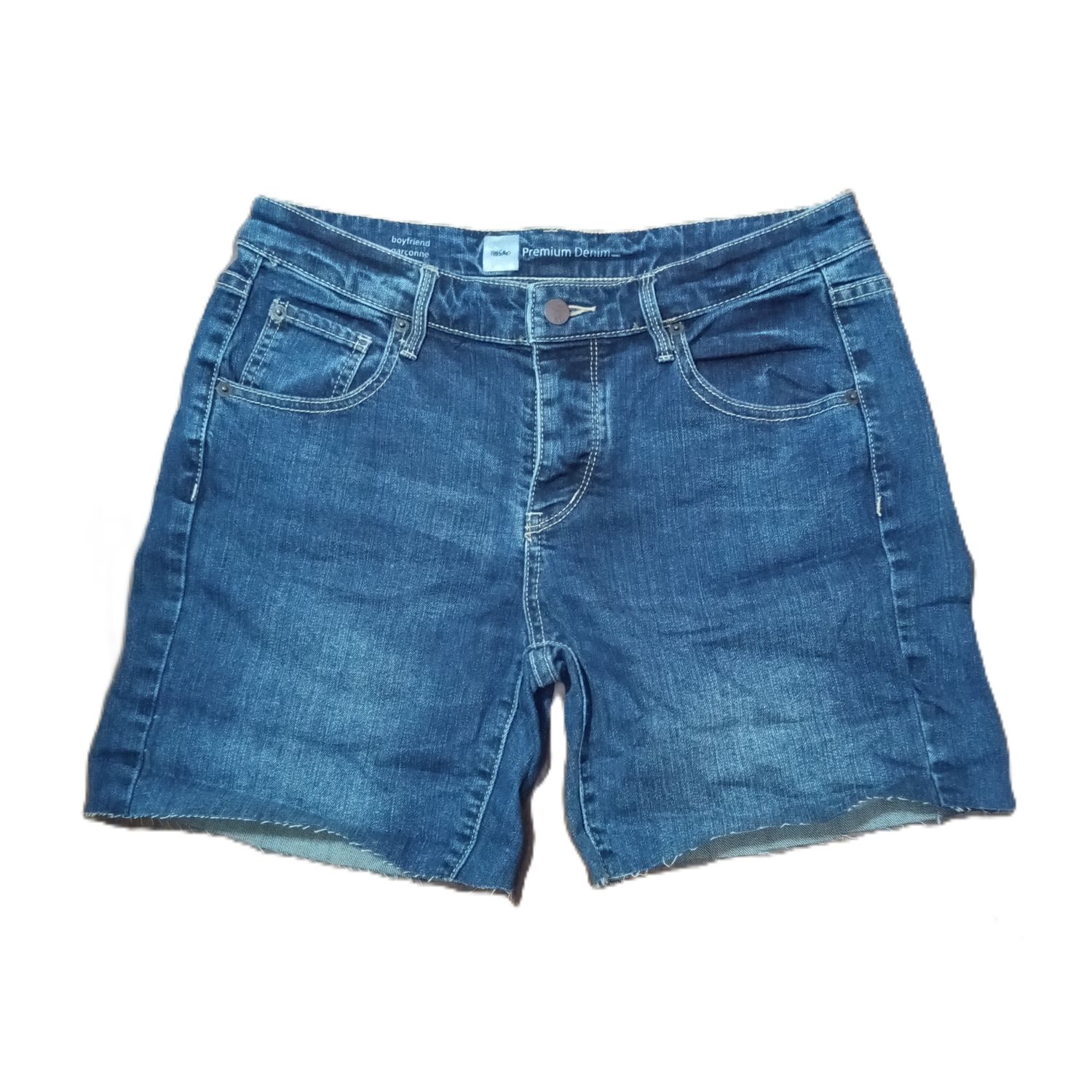 Mossimo Sz 6 Women&#39;s Boyfriend Mid Rise Solid Midi Denim Jean Shorts