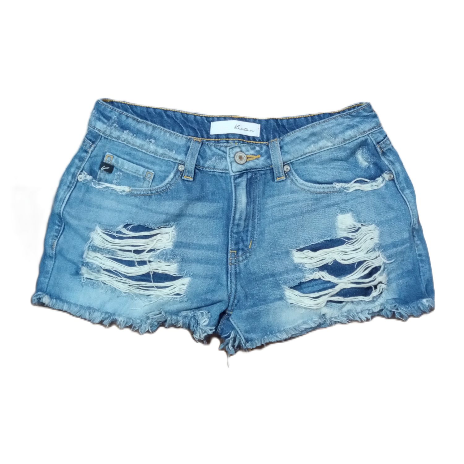 KanCan Sz 5 / 26 Women&#39;s Jrs Distressed Mid Rise Shortie Denim Jean Shorts