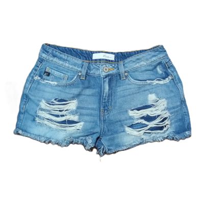 KanCan Sz 5 / 26 Women&#39;s Jrs Distressed Mid Rise Shortie Denim Jean Shorts
