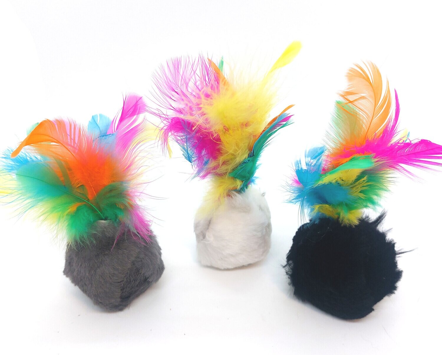 Rabbit Fur Wobble Feather Toy