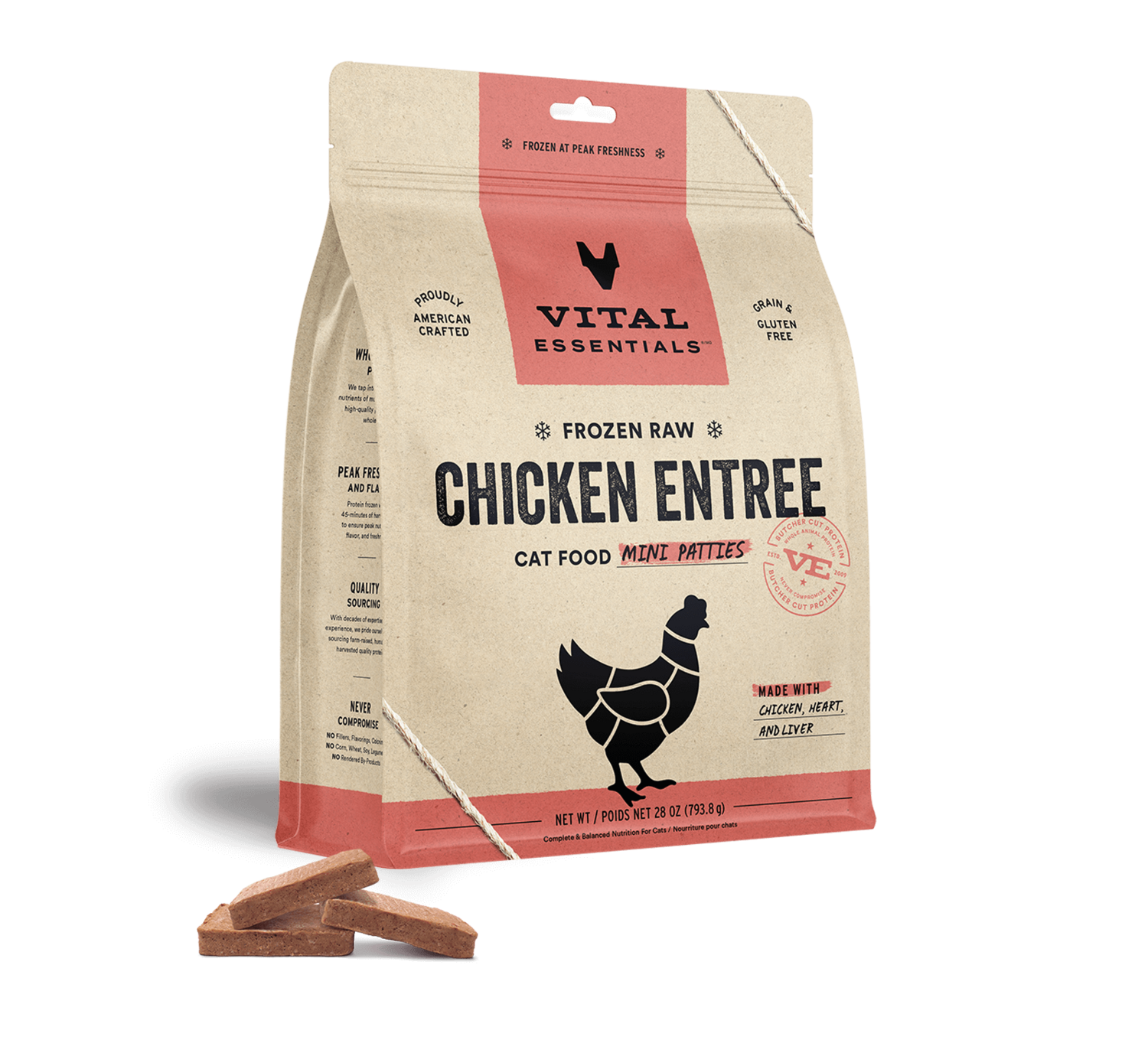 Vital Essentials Frozen Raw Patties - Chicken