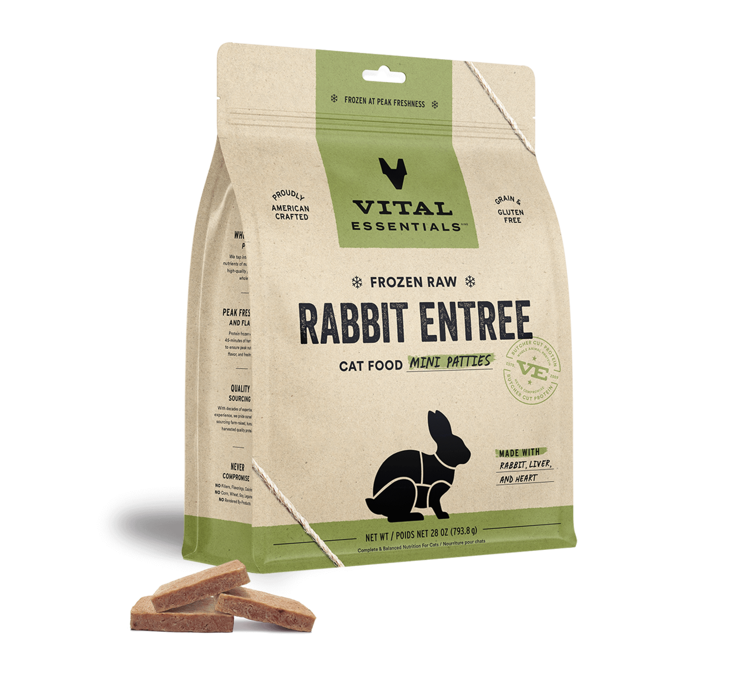 Vital Essentials Frozen Raw Patties - Rabbit