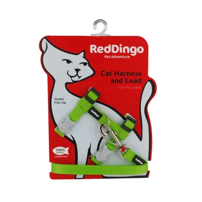 Red Dingo Cat Harness - Lime Green