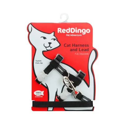 Red Dingo Cat Harness - Black