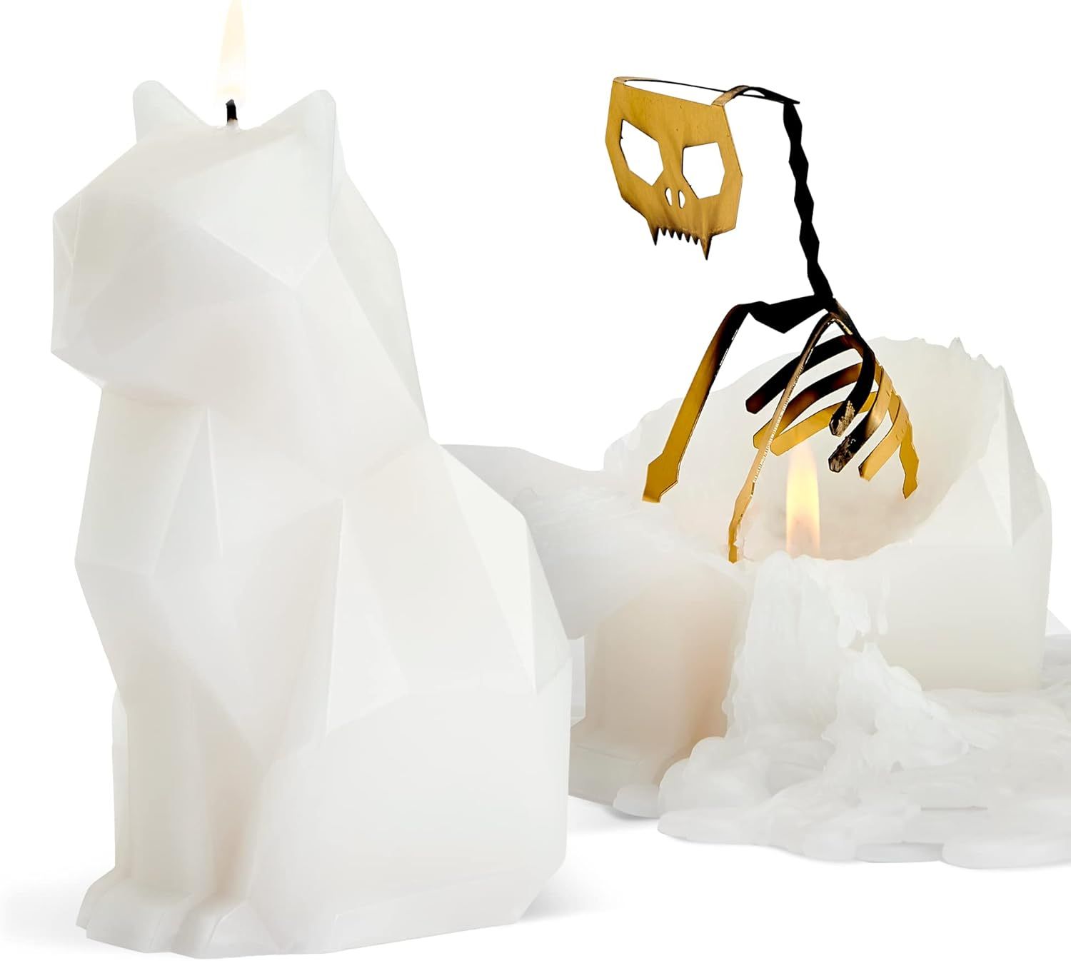 Cat Skeleton Candle - White