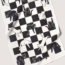 Checkered Cat Tea Towel