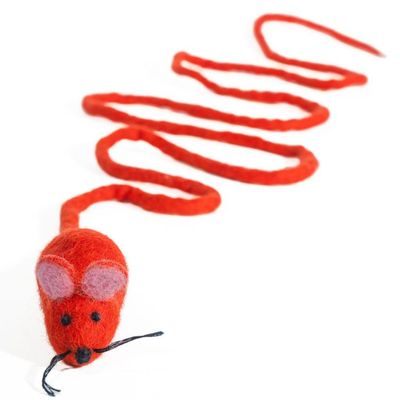 Wool Mouse Cat Toy with Tether
