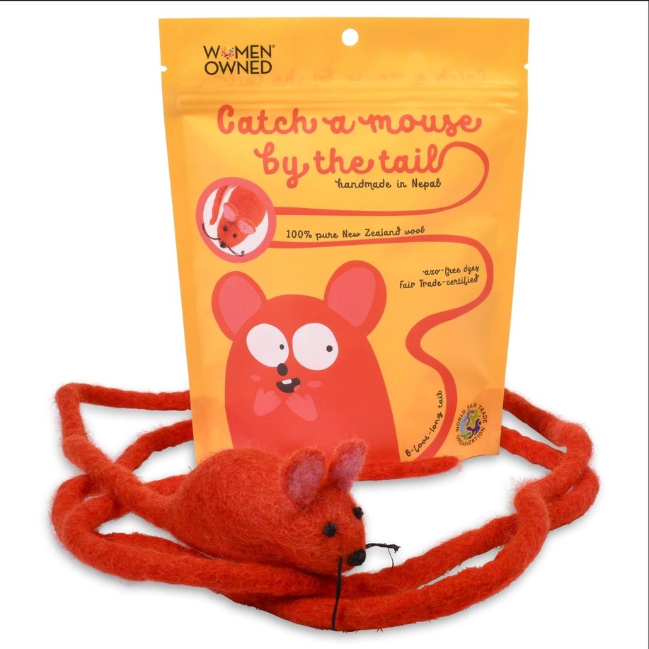 Wool Mouse Cat Toy with Tether