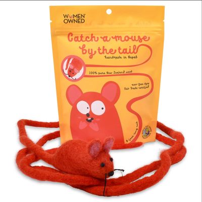 Wool Mouse Cat Toy with Tether