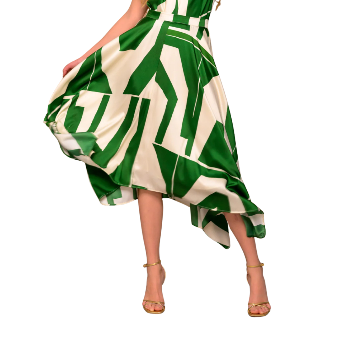 LBrown Cream/Green Midi Skirt