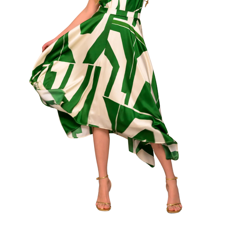 LBrown Cream/Green Midi Skirt